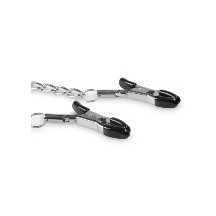 Srebrne zaciski do stymulacji sutków na metalowym łańcuszku