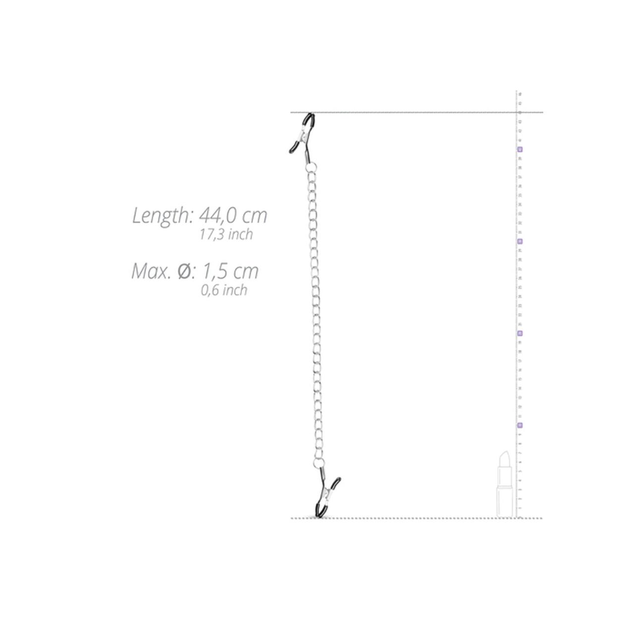Srebrne zaciski do stymulacji sutków na metalowym łańcuszku