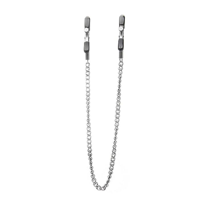 Regulowane zaciski na sutki z łańcuszkiem bdsm bez niklu | Loris.pl