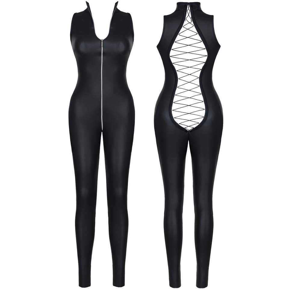 Czarny kombinezon z ekoskóry Demoniq Ananke