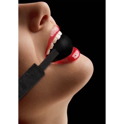 Regulowany knebel z kulką silikonową na rzep | BDSM