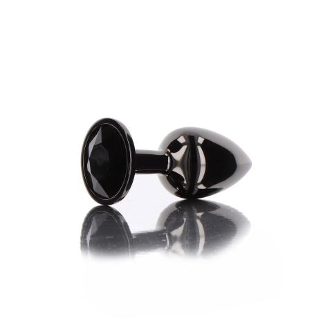 Aluminiowy korek analny z czarną ozdobą – elegancki plug