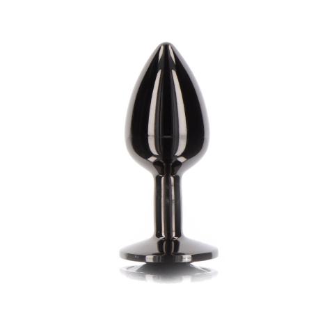 Aluminiowy korek analny z czarną ozdobą – elegancki plug