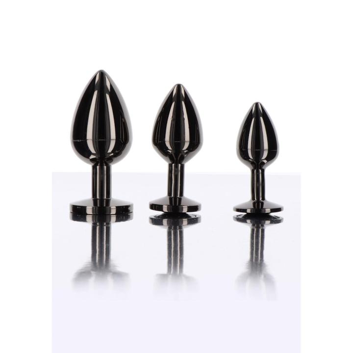 Aluminiowy korek analny z czarną ozdobą – elegancki plug