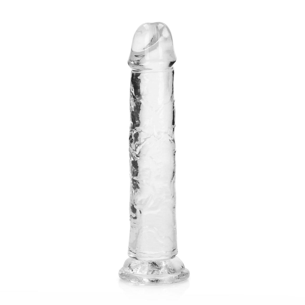 Przezroczyste dildo z przyssawką 18 cm – realistyczne, TPE | Loris.pl