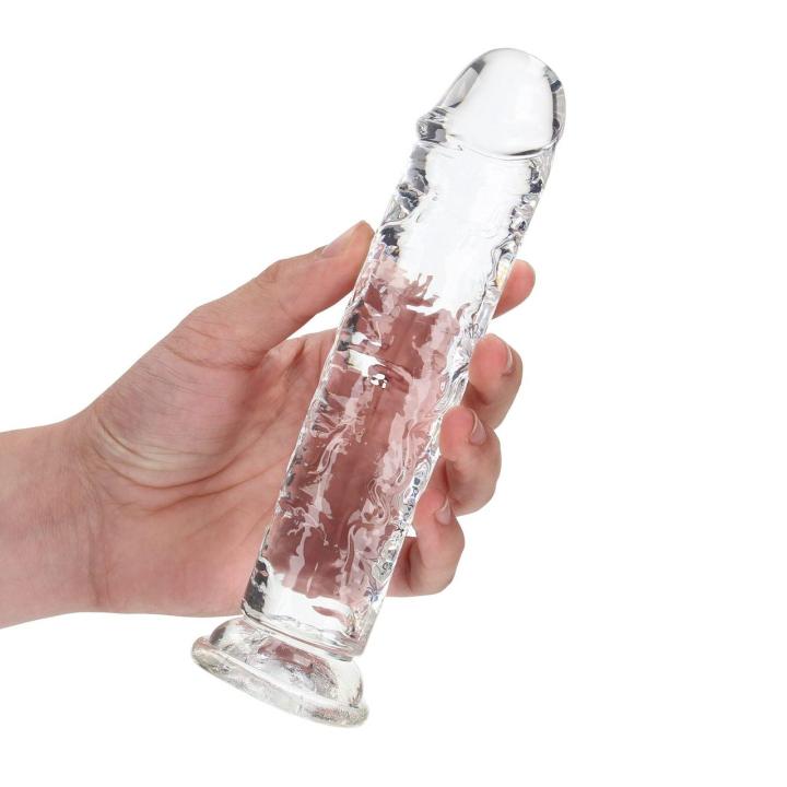 Przezroczyste dildo z przyssawką 18 cm – realistyczne, TPE | Loris.pl