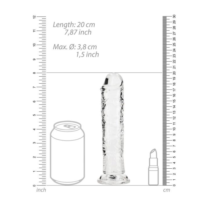 Przezroczyste dildo z przyssawką 18 cm – realistyczne, TPE
