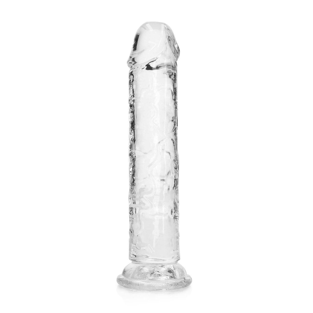 Przezroczyste dildo z przyssawką 18 cm – realistyczne, TPE | Loris.pl