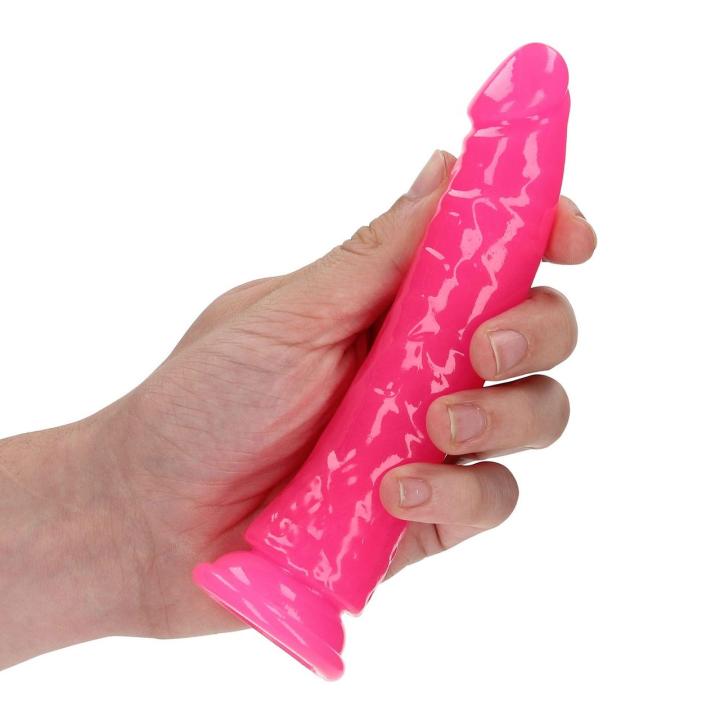 Świecące dildo z przyssawką slim 15,5 cm – analno-waginalne | Loris.pl