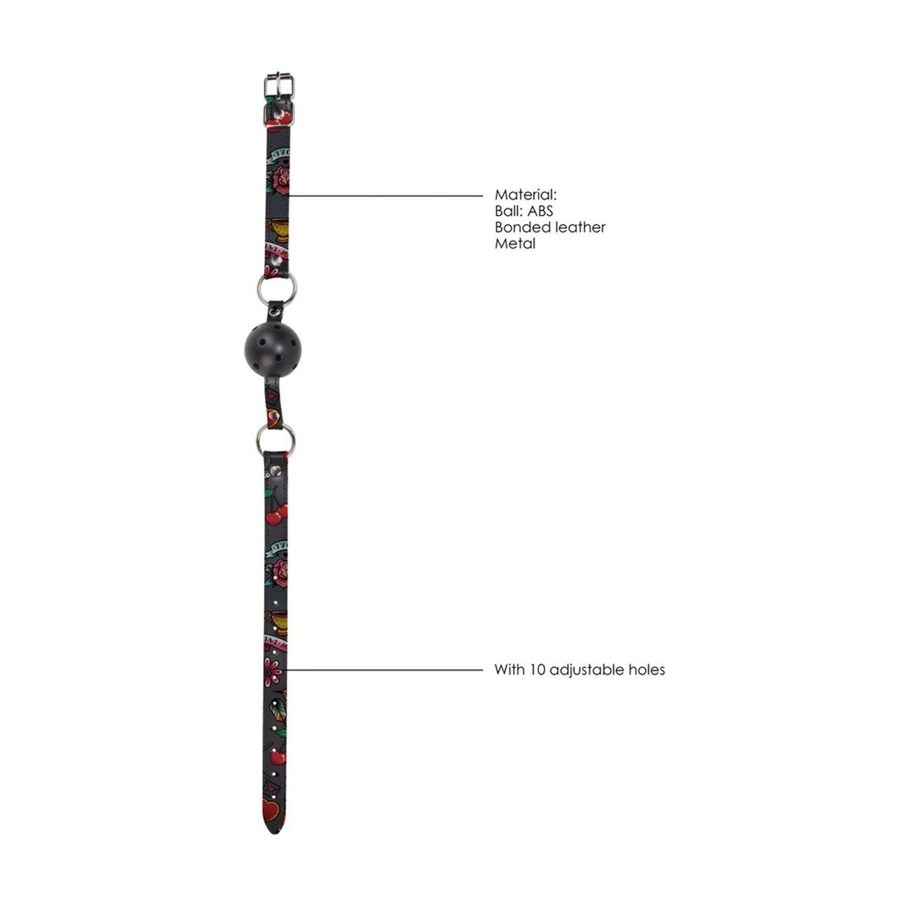 Oddychający knebel z kulką BDSM – skórzane paski i regulacja | Loris.pl