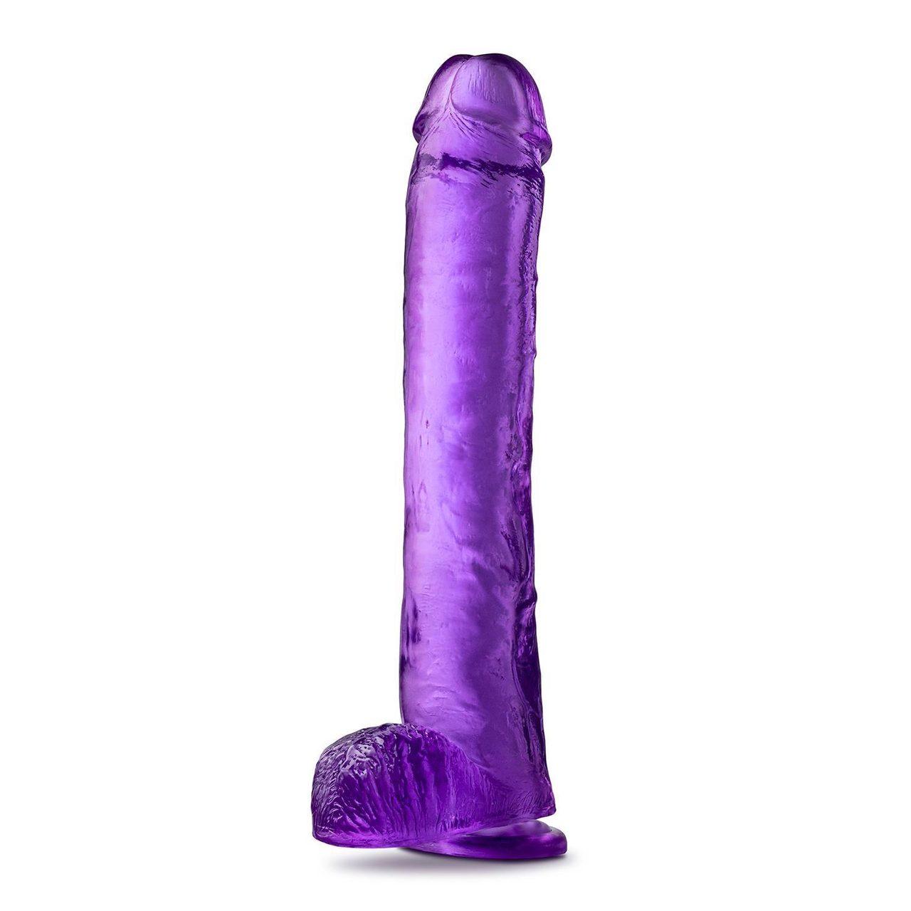 Żelowe dildo z przyssawką 35,6 cm fioletowe | stymulacja punktu G i P