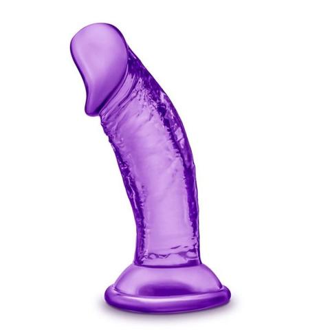 Fioletowe żelowe dildo 10 cm z przyssawką i realistyczną fakturą