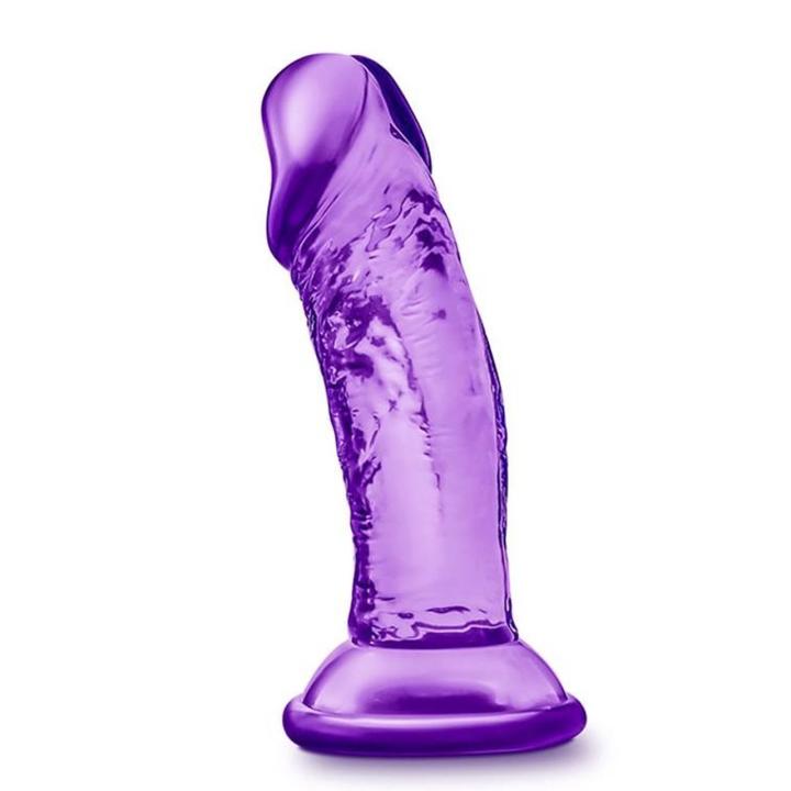 Fioletowe żelowe dildo 10 cm z przyssawką i realistyczną fakturą