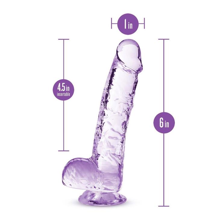 Krystaliczne dildo ametyst 15,2 cm z przyssawką | Loris.pl
