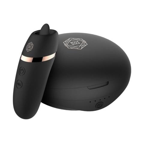 Stymulator języczkowy 2w1 z etui ładującym czarny