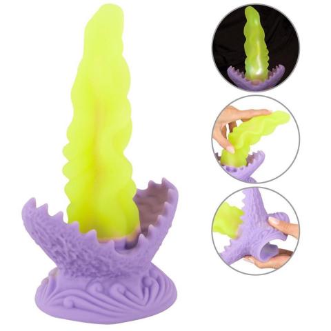 Botaniczne dildo LED 22 cm z przyssawką | Silikon płynny