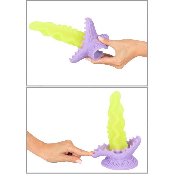 Botaniczne dildo LED 22 cm z przyssawką | Silikon płynny