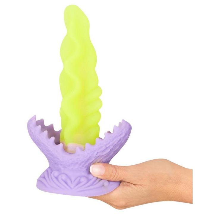 Botaniczne dildo LED 22 cm z przyssawką | Silikon płynny