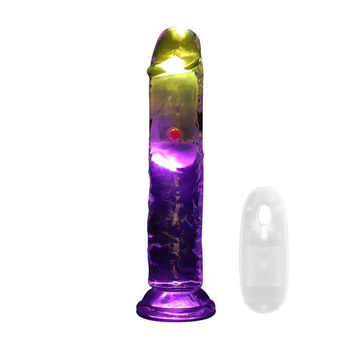 Realistyczny wibrator dildo 18 cm LED z przyssawką i do uprzęży | Loris.pl