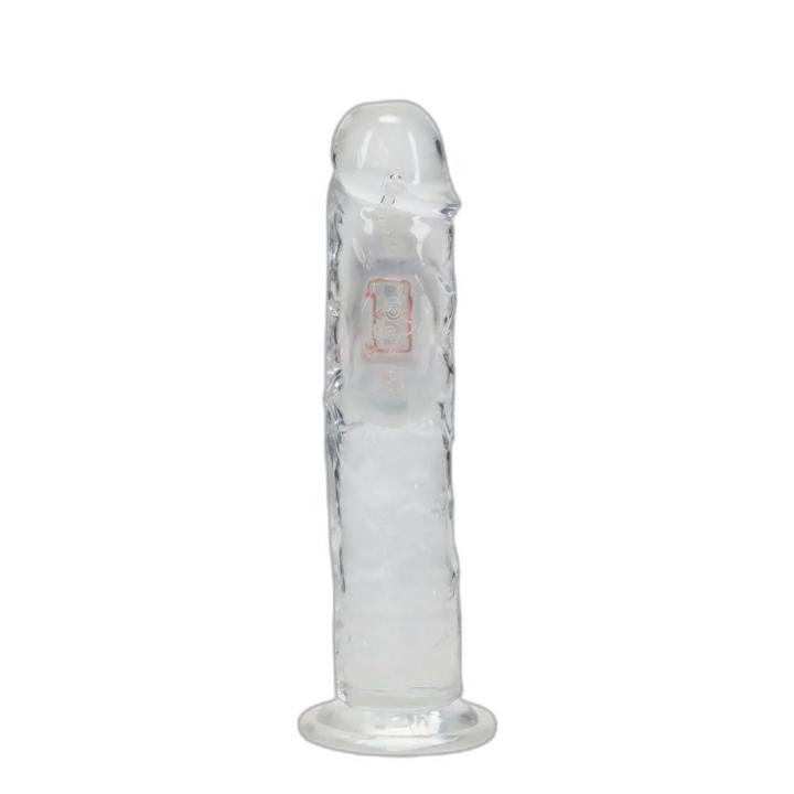 Realistyczne dildo wibrujące LED 20 cm transparentne z przyssawką