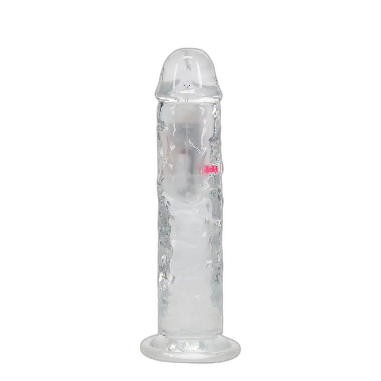 Realistyczne dildo wibrujące LED 20 cm transparentne z przyssawką
