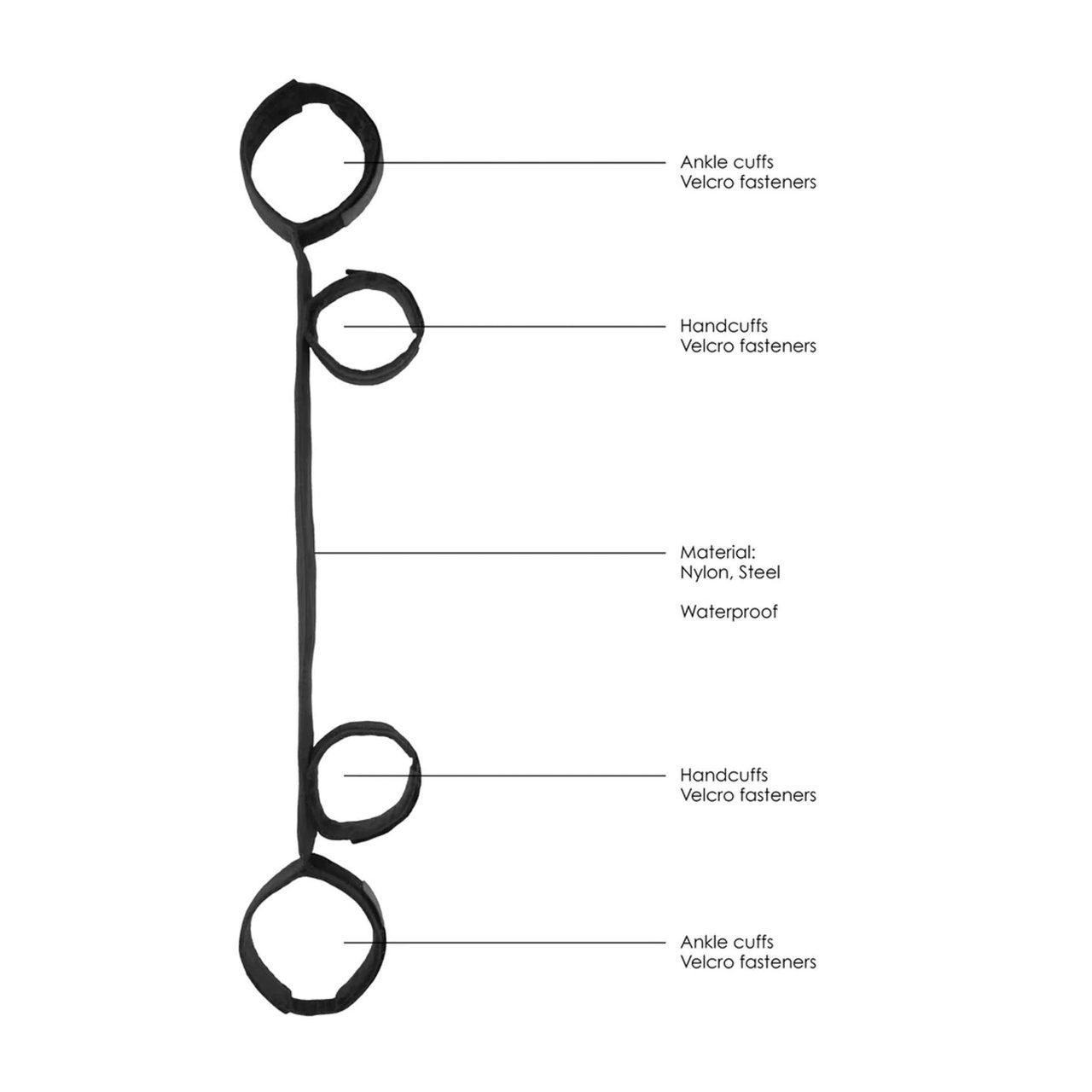 Rozpieracz BDSM 70 cm z kajdankami na ręce i kostki | Loris.pl