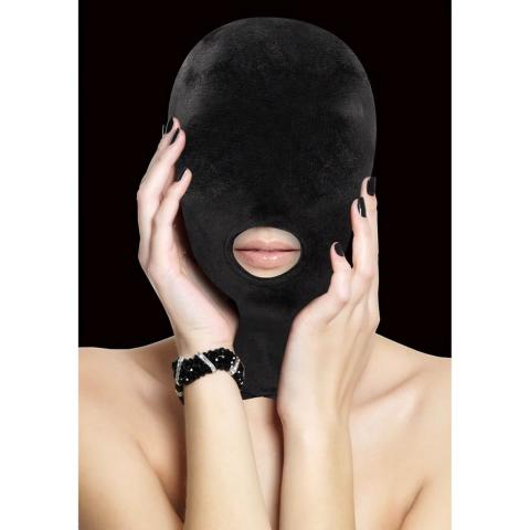 Maska BDSM hood z otworem na usta | Elastyczna maska fetysz