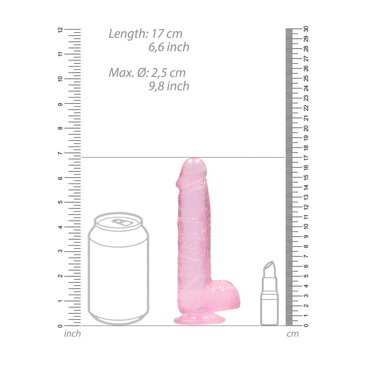Przezroczyste realistyczne dildo z jądrami i przyssawką 17 cm | Loris.pl