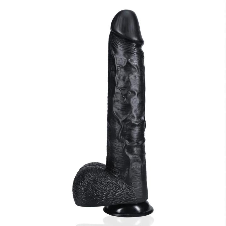 Realistyczne dildo XXL 38 cm z przyssawką i uprzężą