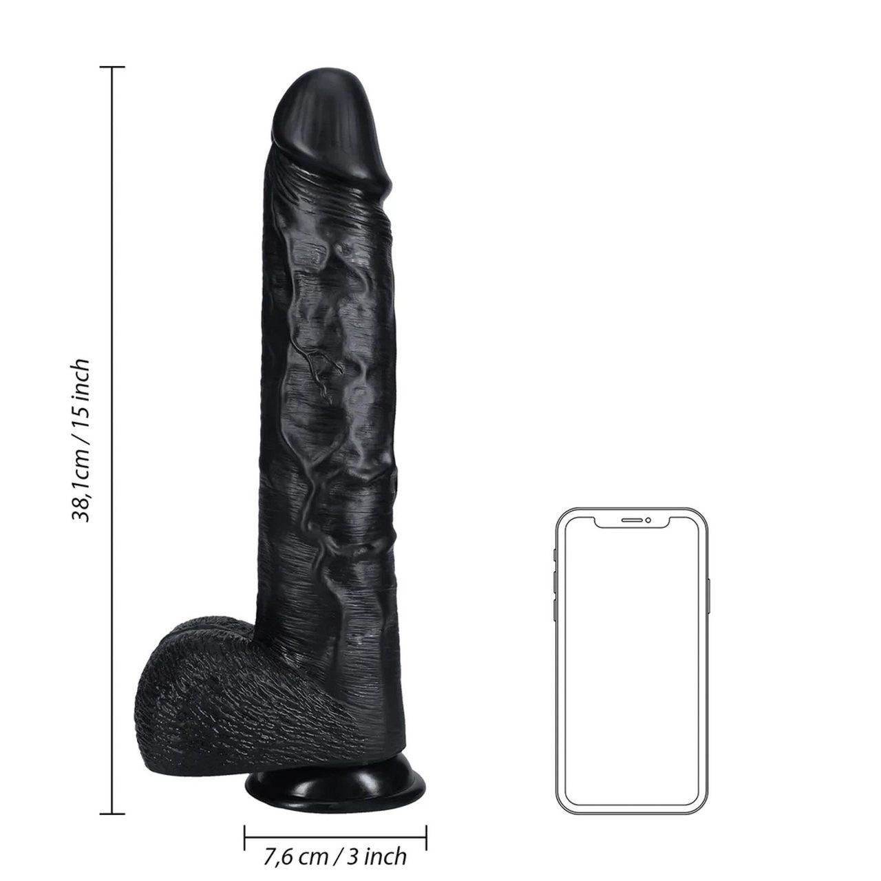 Realistyczne dildo XXL 38 cm z przyssawką i uprzężą | Loris.pl