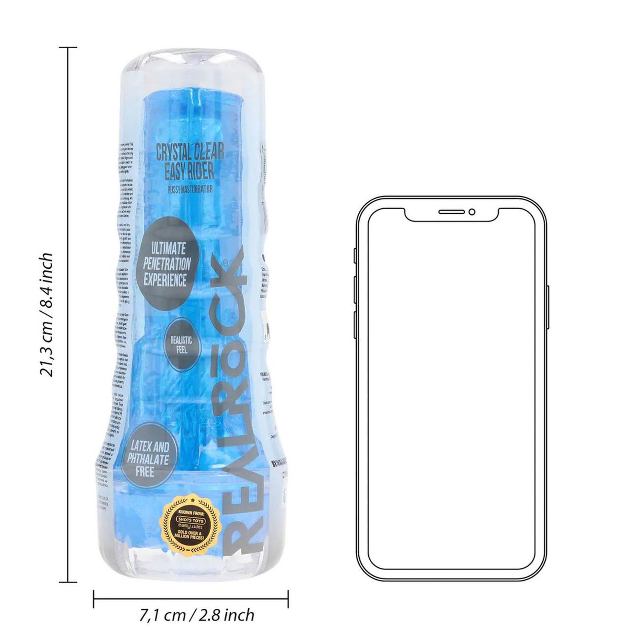 Niebieski masturbator waginalny TPE z fakturą | Loris.pl