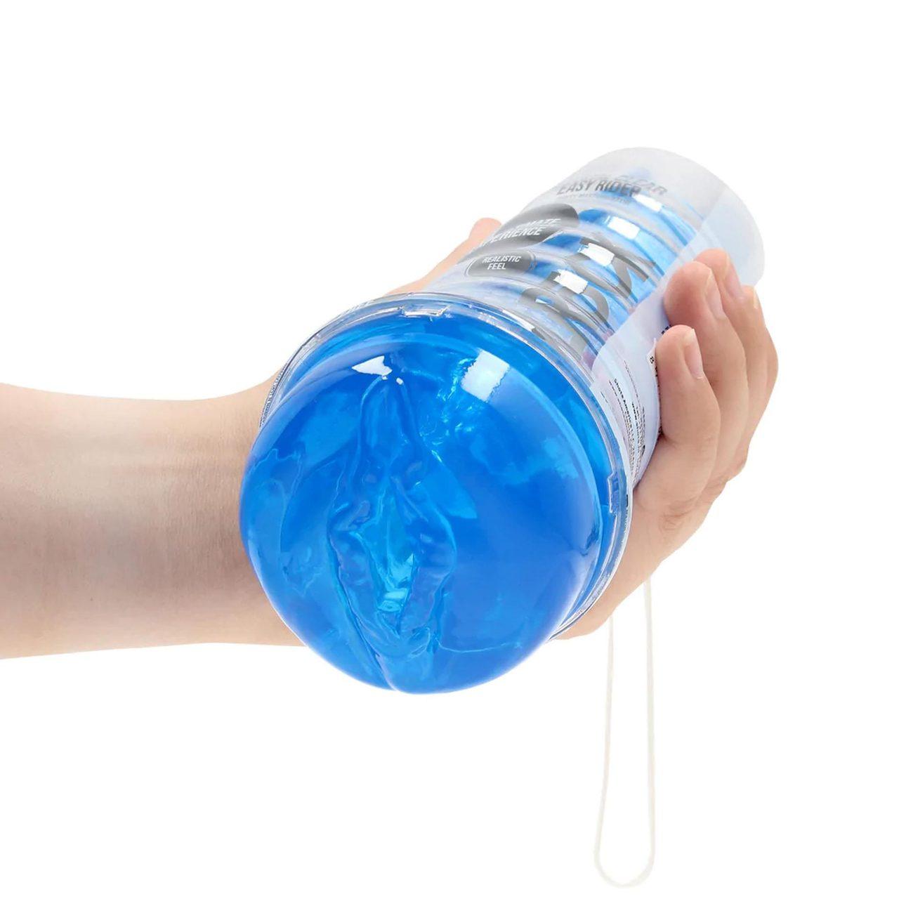 Niebieski masturbator waginalny TPE z fakturą | Loris.pl