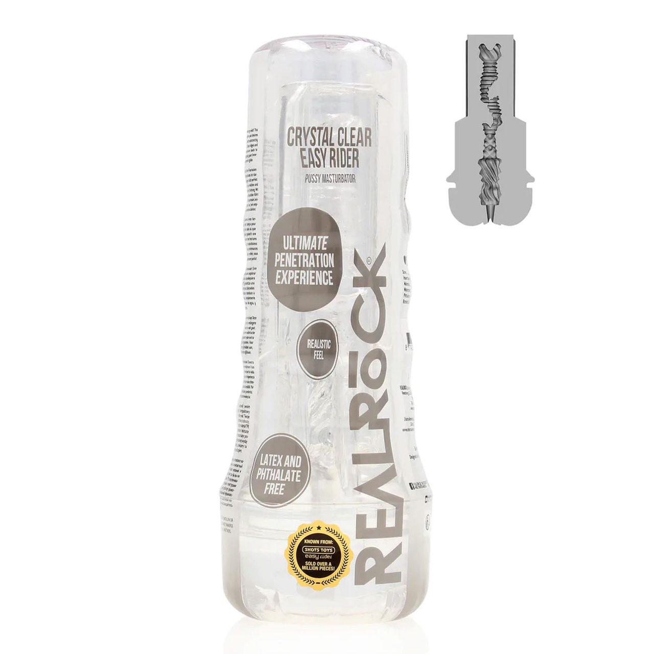 Transparentny masturbator waginalny TPE z żłobieniami | Loris.pl