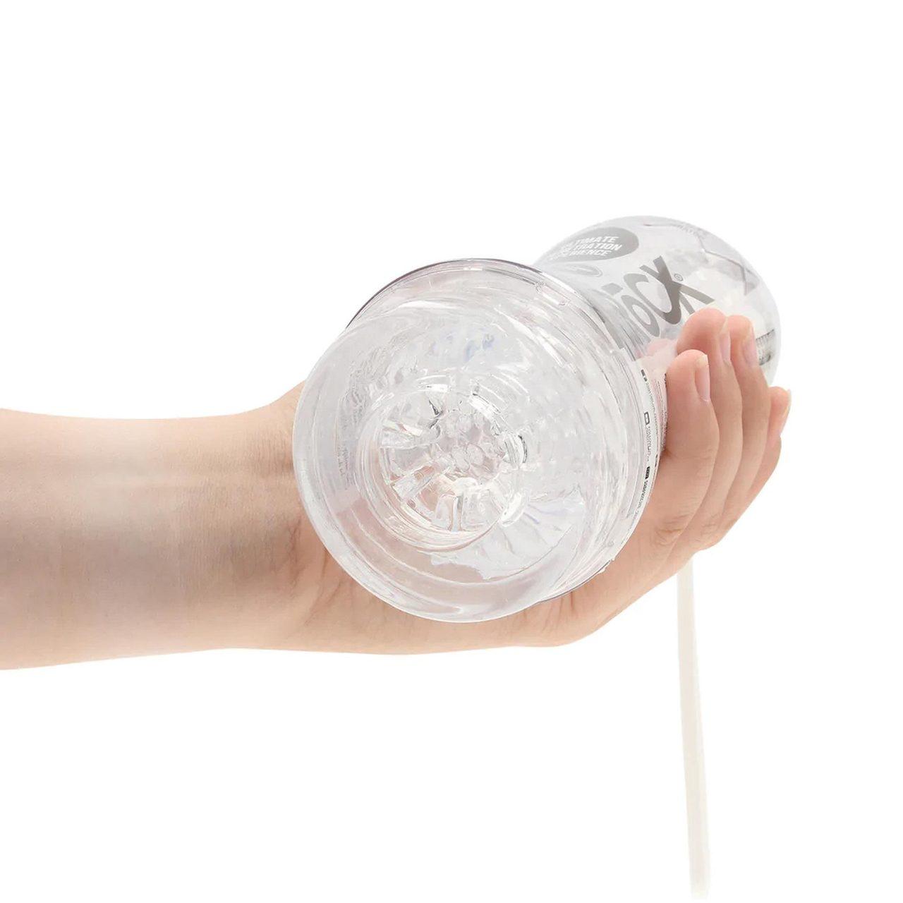 Transparentny masturbator teksturowany TPE – kompaktowa przyjemność | Loris.pl