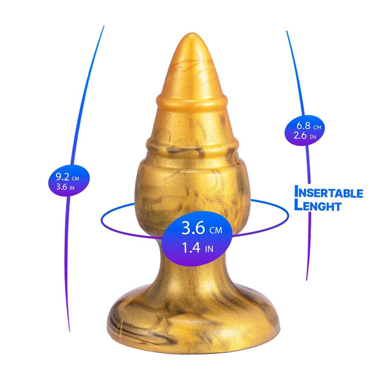Złoty korek analny M termoreaktywny 9,2 cm - silikon | Loris.pl