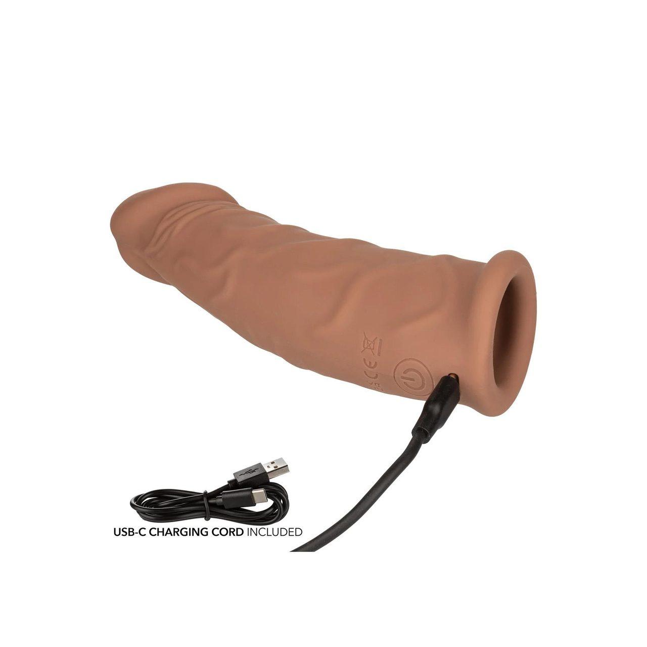 Wibrujące przedłużenie członka 17,3 cm | 10 trybów | Silikon IPX7 | Loris.pl