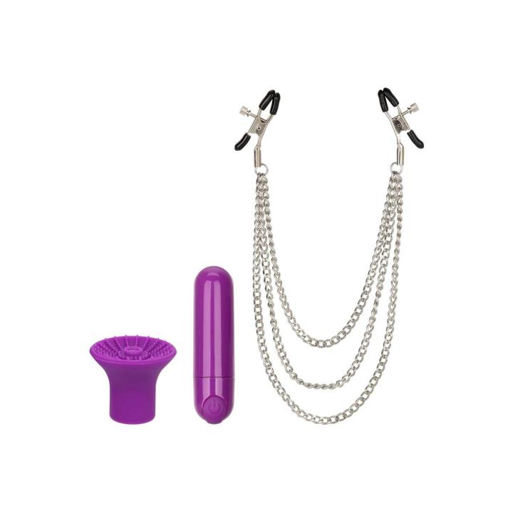 Zestaw dla par: bullet 10 trybów + regulowane klamerki na sutki | Loris.pl