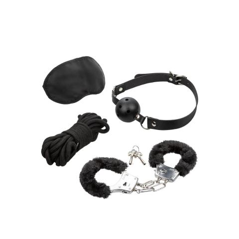 Zestaw bondage dla początkujących: knebel, opaska, kajdanki i lina 5 m