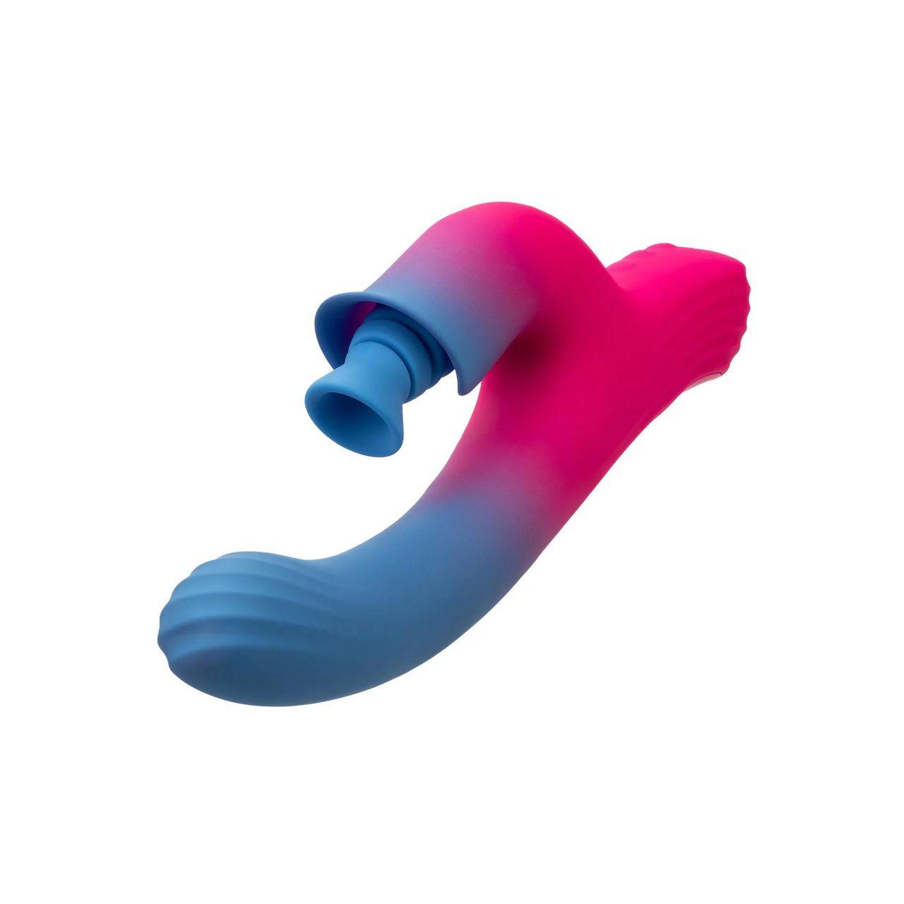 Podwójny stymulator ssąco-wibrujący | 100 kombinacji, silikon | Loris.pl