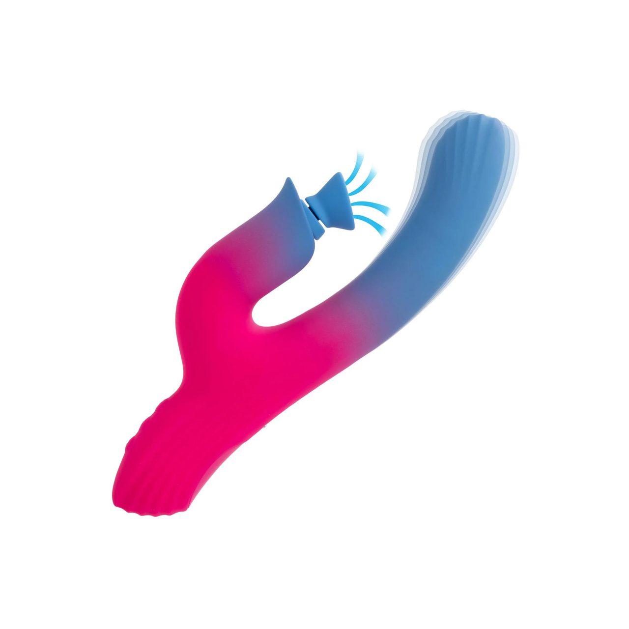 Podwójny stymulator ssąco-wibrujący | 100 kombinacji, silikon | Loris.pl