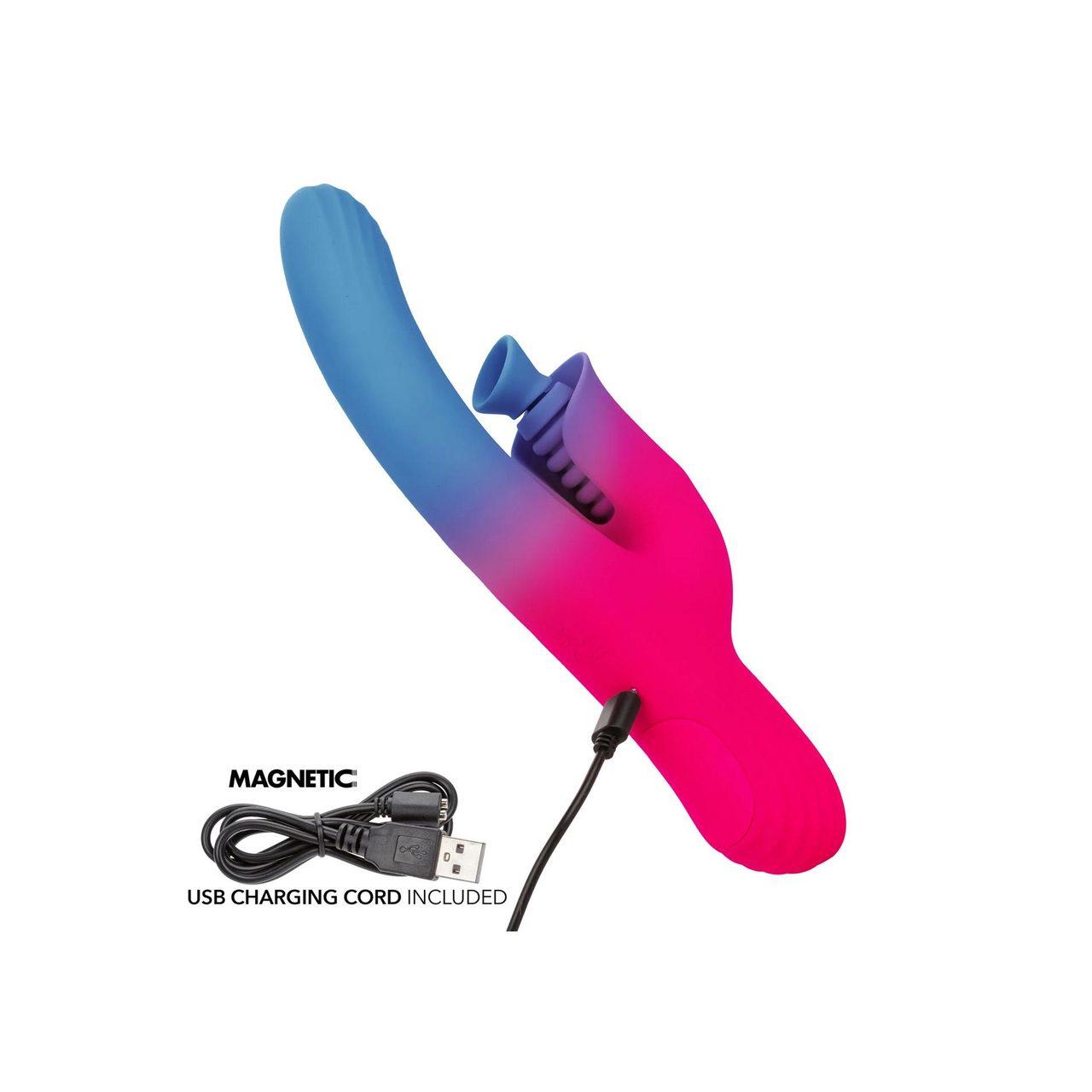 Podwójny stymulator ssąco-wibrujący | 100 kombinacji, silikon | Loris.pl