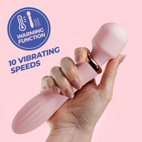 Podwójna różdżka masująca z grzaniem i 10 trybami wibracji 21 cm
