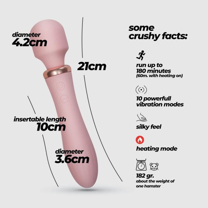 Podwójna różdżka masująca z grzaniem i 10 trybami wibracji 21 cm