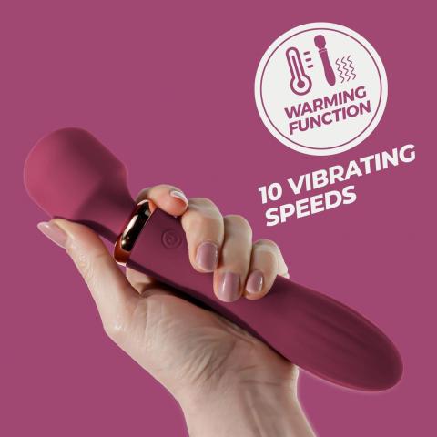 Podwójna różdżka masująca z grzaniem i 10 trybami | 21 cm