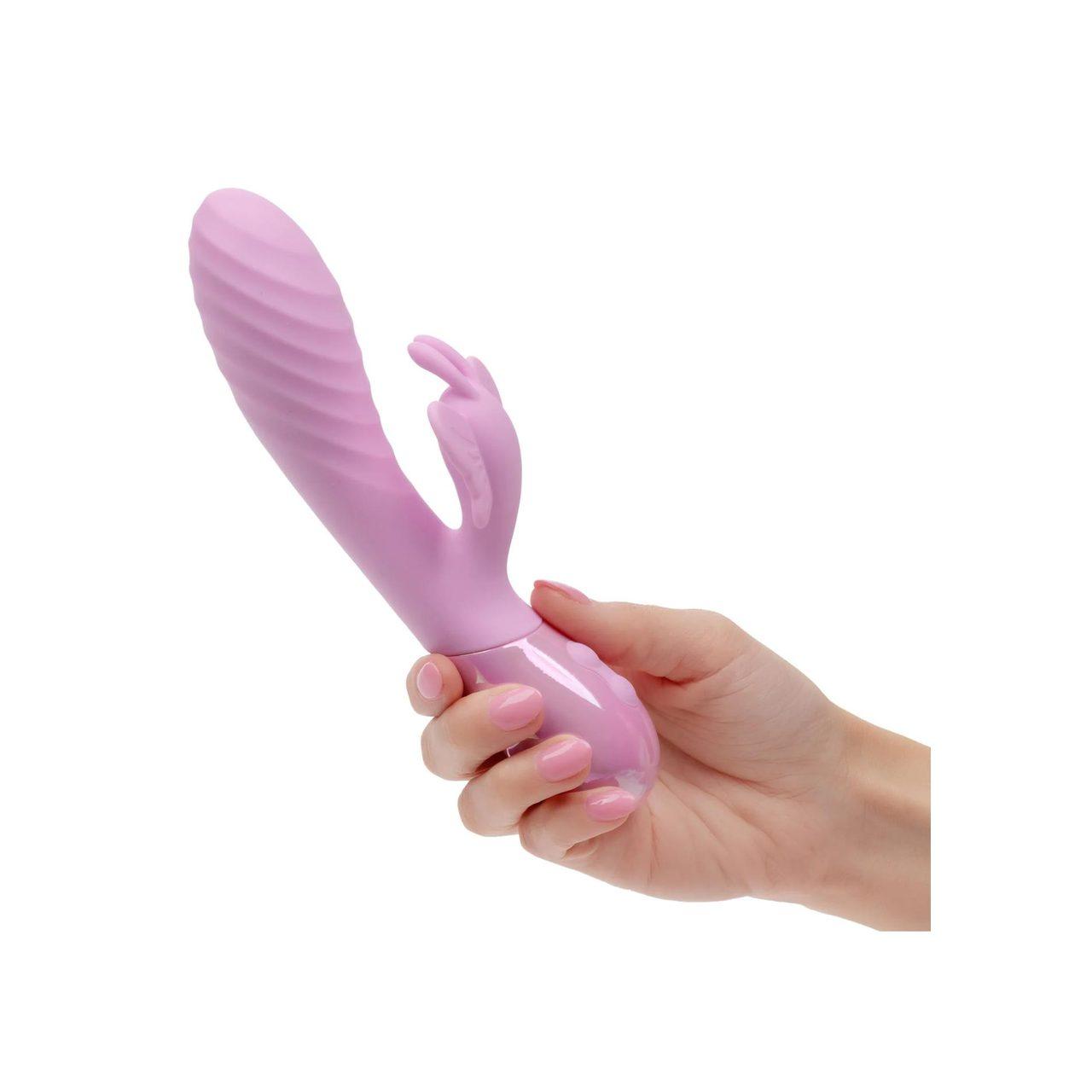 Wibrator króliczek z motylkiem i falistym trzonem | Wodoodporny, USB