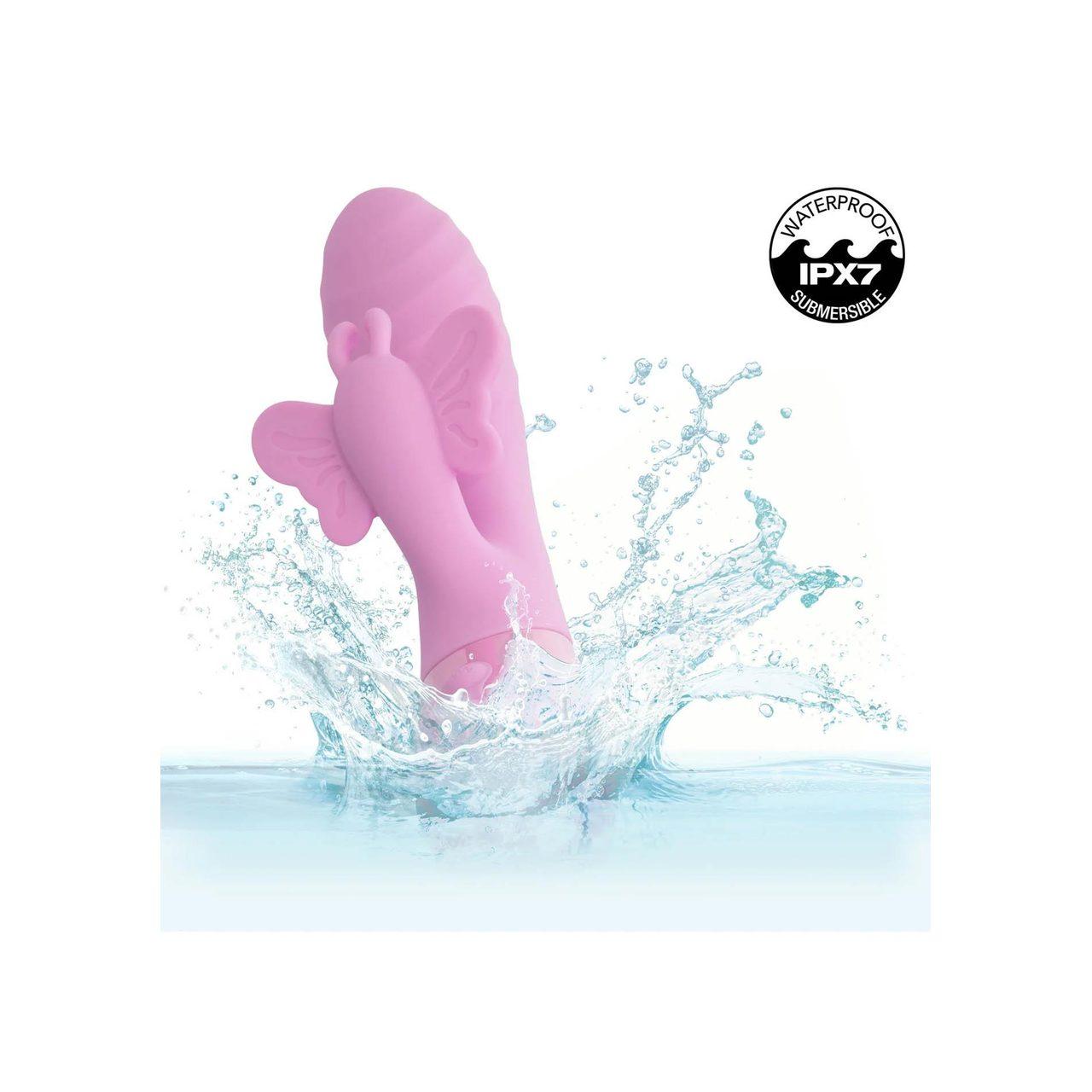 Wibrator króliczek z motylkiem i falistym trzonem | Wodoodporny, USB