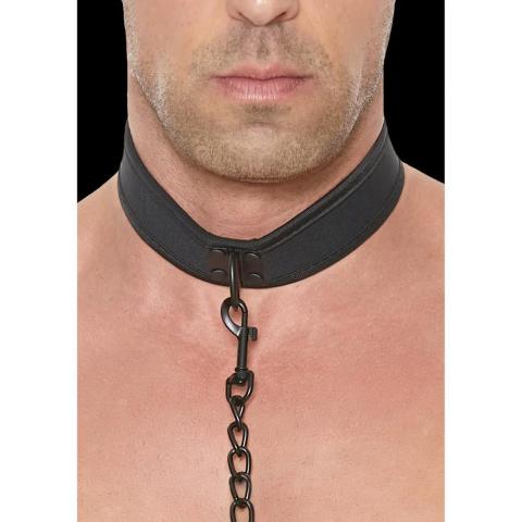 Neoprenowa obroża ze smyczą do BDSM i puppy play