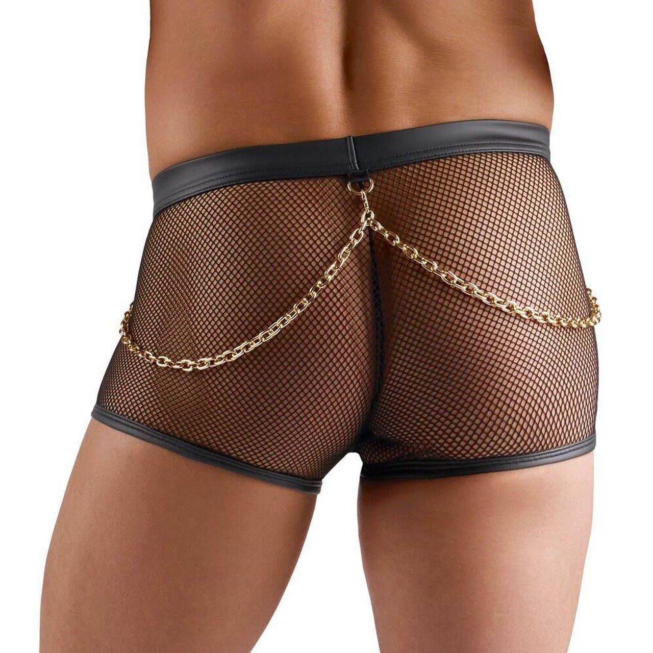 Czarne siatkowe slipy męskie wetlook z zamkiem S | Loris.pl