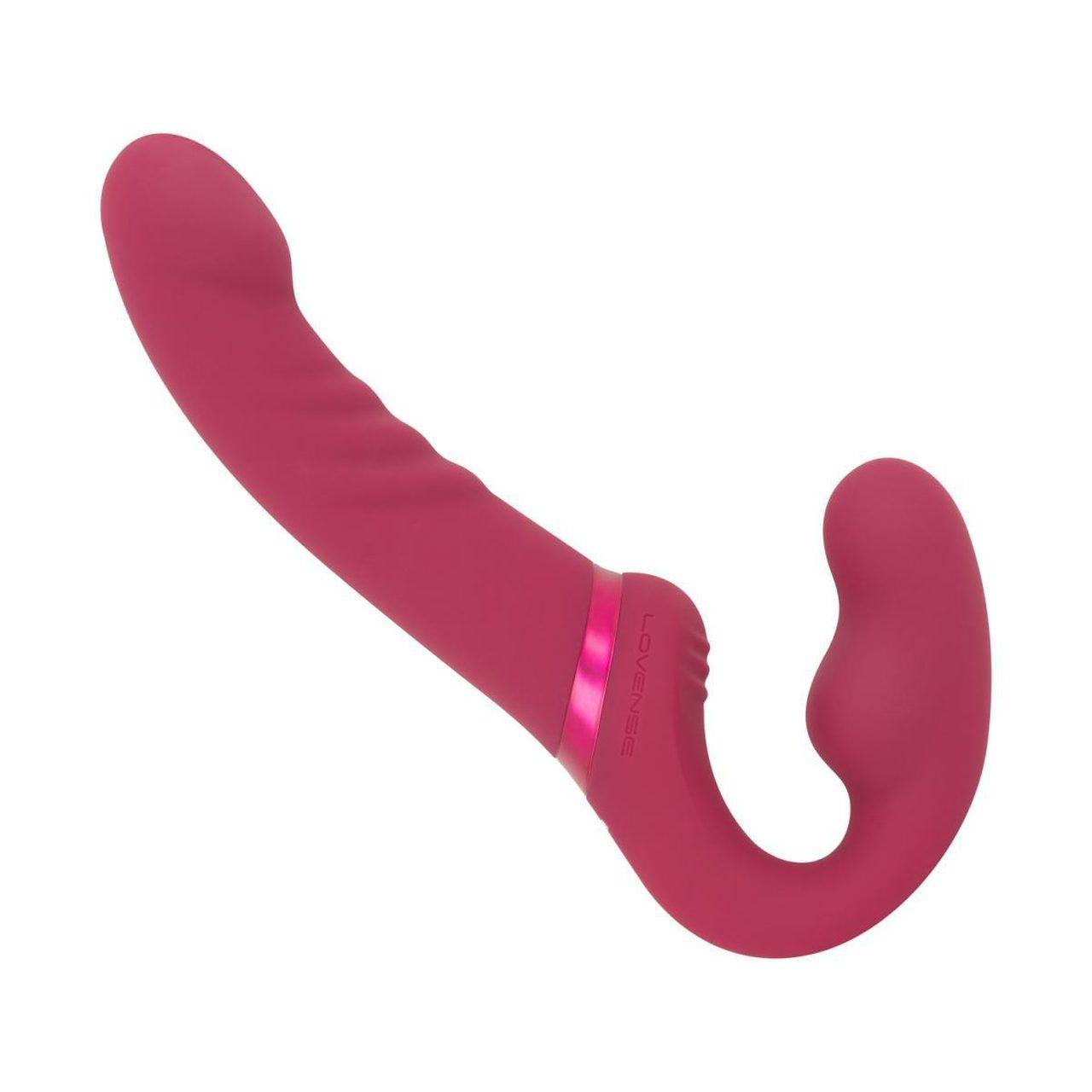 Podwójny strap-on bez pasków z wibracjami i aplikacją | Silikon IPX7