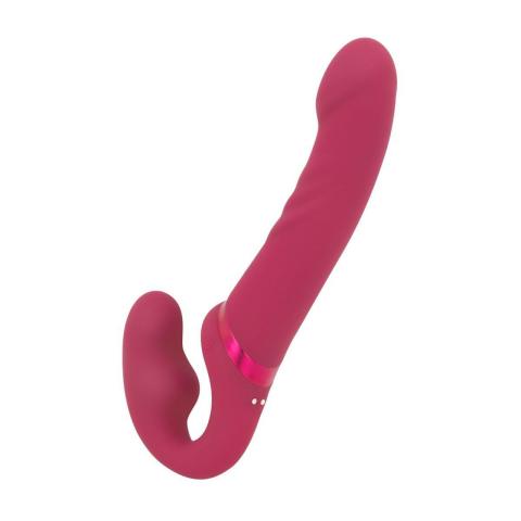 Podwójny strap-on bez pasków z wibracjami i aplikacją | Silikon IPX7